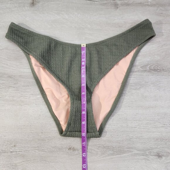 J. Crew Green Textured Curved Waist Cheeky Bikini Bottom New With Tags Womens XL - Picture 4 of 16
